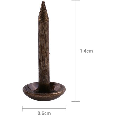 Lot de 100 clous décoratifs vintage en métal bronze pour meubles, canapés, chaussures et portes. (1/5)