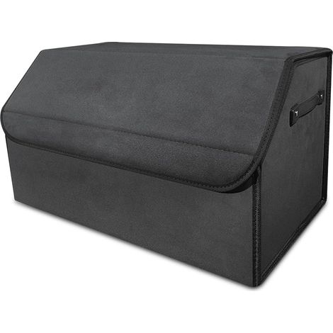 Organizer per bagagliaio auto antiscivolo, borsa per bagagliaio pieghevole premium con coperchio, organizer per bagagliaio con maniglia resistente per auto/SUV/camion (media) A