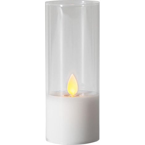Star Trading Photophore LED 'M-Twinkle' avec bougie en cire véritable, scintillante, pile + minuterie, H 12,5cm