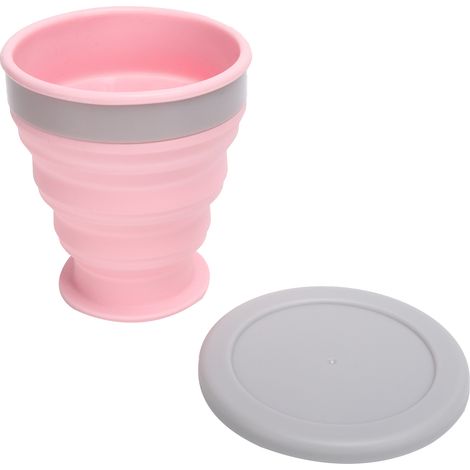 Gourde pliable en silicone, tasse rétractable multifonctionnelle pour les voyages et les sports de plein air, rose