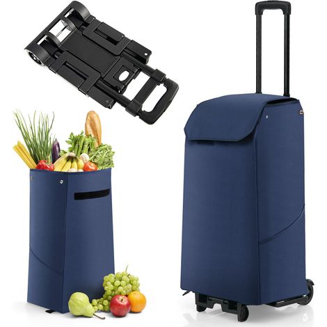2 IN 1 38L Folding Shopping Trolley Truck Grocery Luggage Carrier Bag 2 Wheels
