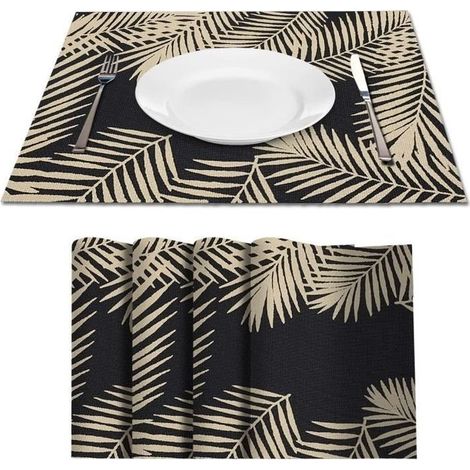 (Noir)Sets de Table - Noname - Lot de 4 - PVC Tressé - Antidérapant - Lavable - Résistant à la Chaleur (1/4)
