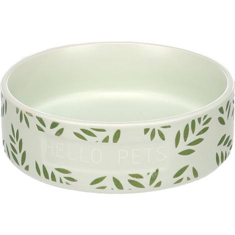 Gamelle Leafs Rond Vert pour Lapin - 13x4cm, 330ml - Nourriture et Eau, Antidérapante et Facile à Nettoyer