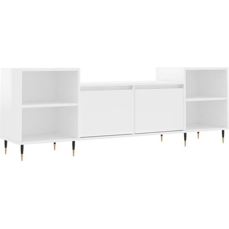 Mobile TV multimediale scaffale per televisione televisore buffet sala da pranzo soggiorno camera da letto lucido 160 x 35 x 55 cm derivati del legno bianco 020027053