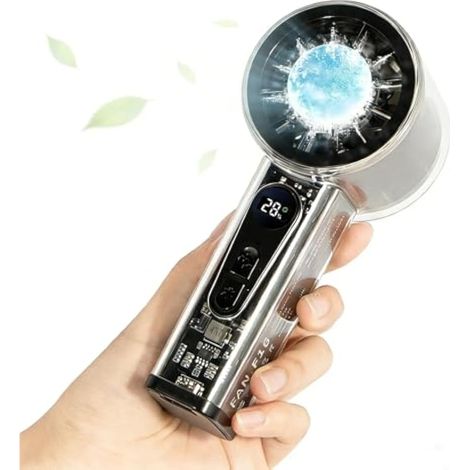 Ventilatore tascabile portatile con sistema di raffreddamento integrato da 5000 mAh - 6 velocità, funzione Turbo e display a LED - Ideale per viaggi, concerti e attività all'aperto. (1/5)