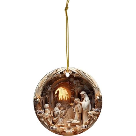 Ornement de crèche en acrylique, ornements d'arbre de Jésus pour crèche, Jesus Design Car Signe de prière de la Nativité de Pâques pour la décoration religieuse (1/5)
