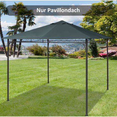 Toit de remplacement gazebo 298x295 cm en polyester gris foncé, sans cadre, pour jardin – MEUBLIV (1/5)