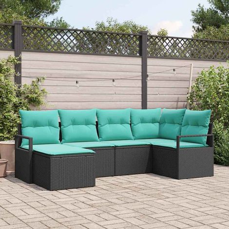 vidaXL Ensemble de Canapés avec coussin 6 pcs Noir polyrotin