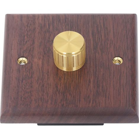 Interrupteur variateur rotatif en bois de noyer noir avec bouton en laiton pour éclairage domestique 200-250 V (1/5)