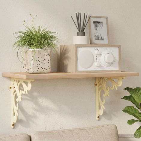 vidaXL Soportes para estanterías de pared 2 uds. Blanco antiguo (1/5)