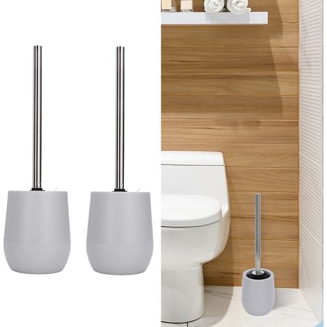 Brosse de nettoyage de toilettes créative de style nordique avec base, grise. (1/5)
