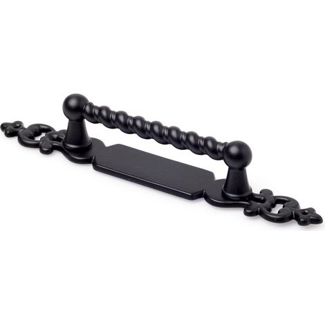 Asa en zamak con acabado negro mate, dimensiones: 128x17x22mm, entrepuntos: 64mm -
