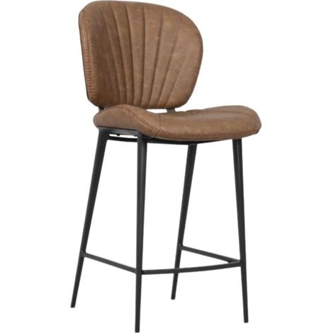 Tabouret vintage gris tourterelle avec pieds en métal noir - Elice (1/5)