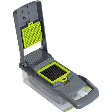 Cuisine Coupe Légume, Hachoir à Légumes 11 en 1 Multifonctionnel Trancheuse et Dicer, 7 Types de Lames en Acier Inoxydable avec Boîte de Rangement pour Tomates, Oignons, Ail, Salade