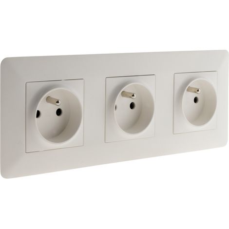 Lot de 10 prises 16A Blanc Triple - Artezo - Zenitech