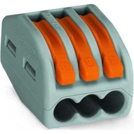 Pack de 15 bornes de connexion rapide à levier WAGO 3 entrées fil souple & rigide - 222-413
