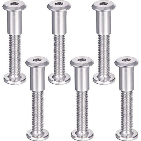 Vis de Raccordement pour Meubles 6Pcs Vis Assemblage Meuble avec Boulon M6 Vis de Connexion en 304 Acier Inoxydable Reliure à Vis pour Fixation de Porte, Lit, Meuble M6 x 35mm