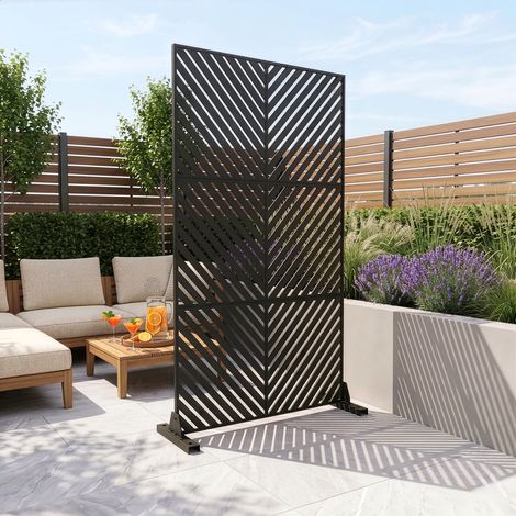 Pannello Divisorio Kekan con Struttura Decorativa in Acciaio 180 x 90 cm - Nero casa.pro (1/5)
