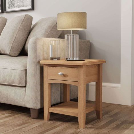 Table d'appoint 1 tiroir 40x36x47 cm en chêne clair - ARTIK