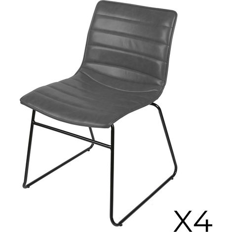Set di 4 sedie in PU effetto quarzo grigio collezione NETS stile industriale (1/2)