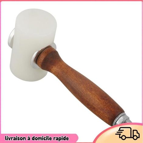 Hammer en cuir, outils de construction en acier inoxydable Hattel Kammer en caoutchouc avec poignée en bois pour sculpture en cuir (1/4)