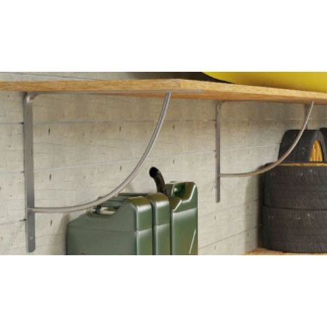VECA - REGGIMENSOLA PESANTE LINEA TONDINO PER ARREDO GARAGE IN ACCIAIO 30CM - COLORE ALLUMINIO METALLIZZATO
