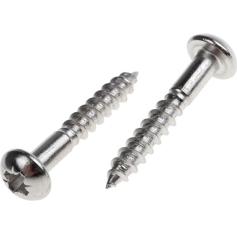 Vis à bois, 4mm, tête Ronde 25mm, en Acier Inoxydable A2 304 ( Prix pour Boîte de 100 )