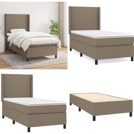 Sommier à lattes de lit avec matelas Taupe 80x200 cm Tissu - Lit Tapissier - Lit Double - Matelas À Ressorts Ensachés - Literie - Chambre À Coucher - Home & Living (1/5)