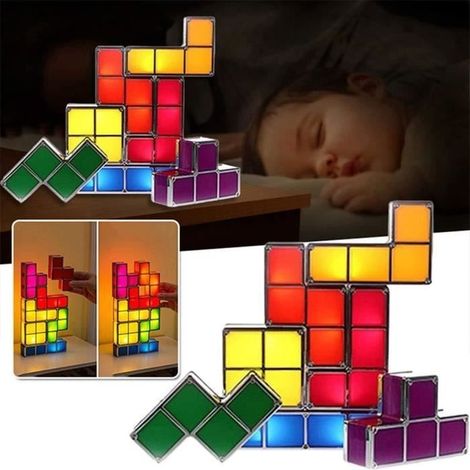 Stapelbare Tetris-Tischlampe, Tangram-LED-Lampe, 3D-Induktions-Stapel-Schreibtischlampe, lustige Spielzeuglampe