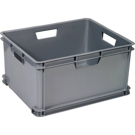 Curver – Boîte de rangement empilable 60L – Plastique argent – Dimensions 525 x 430 x 280 mm – Poignées renforcées pour transport
