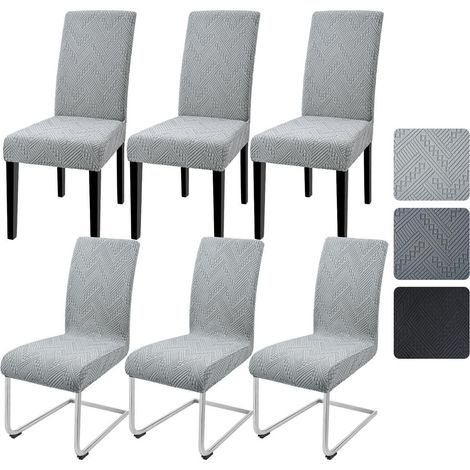 Stuhlhussen 6er Set Jacquard elastisch für Schwingstühle und Freischwinger Hellgrau (1/5)