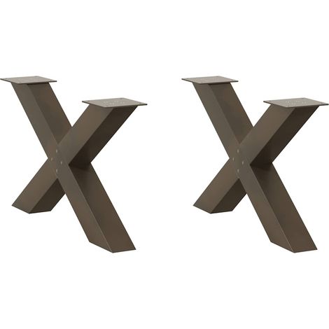 Couchtischbeine X-Form 2 Stk. Naturstahl 70x(42-43) cm Stahl