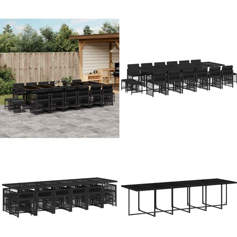 vidaXL Ensemble à manger de jardin 17 pcs coussins noir résine tressée (1/5)