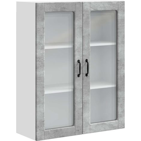 Maison Exclusive - Mobile in vetro da parete PORTO Grigio cemento 80 x 31 x 100 cm