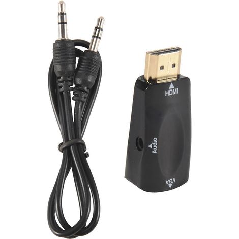 Adaptateur vidéo VGA mâle 1080p vers femelle avec câble de sortie audio 3,5 mm - Noir (Meilleur produit) (1/5)