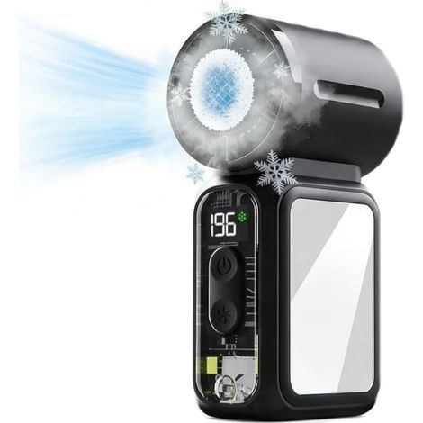 Ventilateur Turbo Portable Rechargeable, Refroidissement Glacé, Écran LED, 199 Vitesses,Noir (1/5)