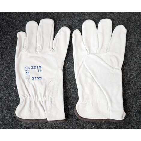 Paire de gants de protection gris en cuir toute fleur taille 9 avec élastique de serrage DERANCOURT