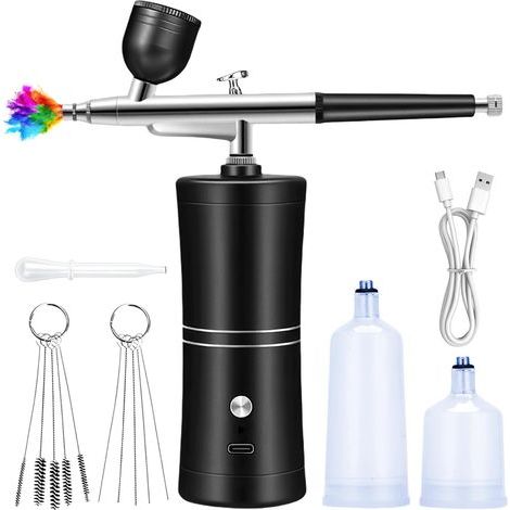 Kit Aérographe Sans Fil, Compresseur Portable, Rechargeable Aérographe Pour Maquillage, Décoration De Gâteaux, Nail Art, Modelage De Tatouage (1/5)