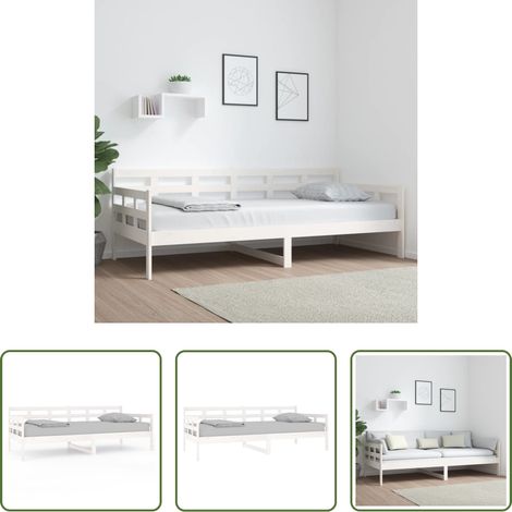 Canapé bois - Lit de jour sans matelas blanc bois de pin massif 90x200 cm (1/5)