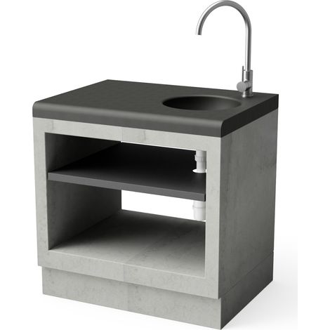 TUOZI - Mudule Kitaway Pure Origin con fregadero y grifo para Barbacoa de Obra Prefabricada (Gris - 84 x 63 x 63 cm) - Uso en Exteriores (1/2)