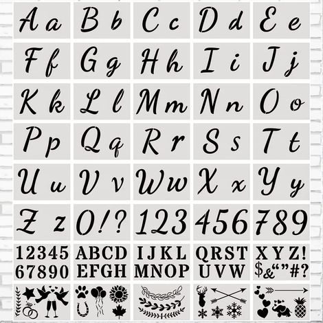 Pochoir Lettre Alphabet 40 Pièces Réutilisable Pochoir Chiffre avec Majuscule et Minuscule Lettres Chiffres et Signes (1/5)