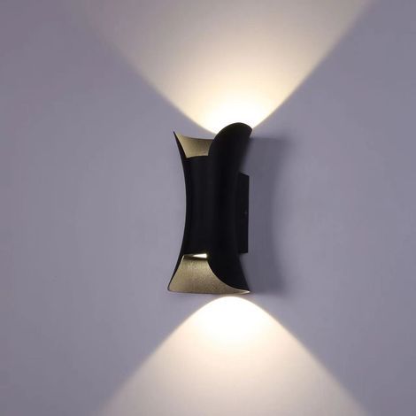 Noir Applique murale LED 10W extérieur intérieur spots applique murale lumière extérieure moderne en aluminium IP65 up down spot lumière blanche chaude applique murale extérieure noir pour salon chamb (1/4)
