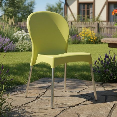 Silla para Exteriores Linder, una Silla Apilable, Made in Italy, Soporta 120 kg, Verde (1/3)