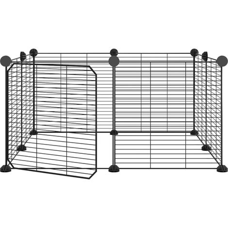 Cage,Enclos pour animaux de compagnie à 8 panneaux et porte Noir 35x35 cm -96562 (1/5)