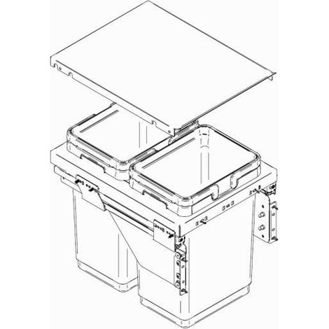 Poubelle coulissante 1 ou 2 seaux - Nombre de seaux : 2 - Contenance : 40 L - Pour caisson de largeur : 400 mm - Hauteur : 447 mm - VIBO (1/2)