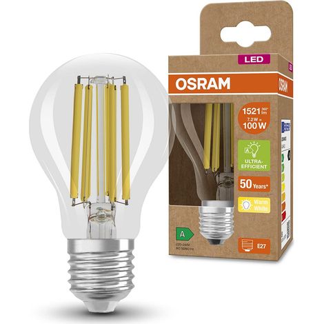 OSRAM LED a risparmio energetico, lampadina a filamento, E27, bianco caldo (3000K), 7,2 watt, sostituisce la lampadina da 100W, altamente efficiente e a risparmio energetico, confezione da 6 pezzo (1/5)