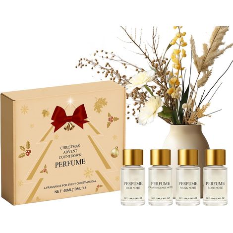 Calendrier 'Avent Parfums Pour Noël Compte à Rebours de Noël 4 Pièces 2025,Calendrier Parfum Pour Femmes Longue Durée - Pour Dames Filles Adultes Fête Rendez-vous Voyage Travail (1/5)