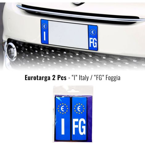 Adesivi Targa Auto Italia Europa Provincia con Placchetta Rigida - Sigla: FG