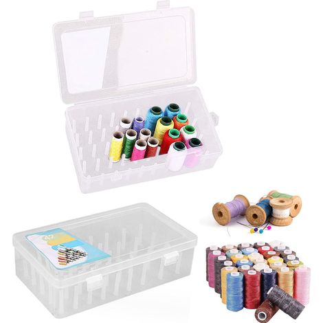 Boite a Couture, 2Pcs Organisateur de Bobine de Couture Boite a Couture Vide pour le Stockage 42 Bobines de Fil à Broder Fil à Coudre pour Travaux Manuels (1/5)