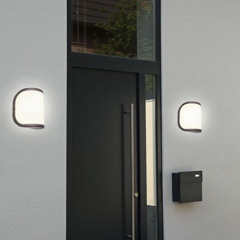 Außenlampe Wandleuchte Eingangsbeleuchtung Garten Außenleuchte aus Aluminium, anthrazit, 1x E27, BxH 14x20 cm, 2er Set